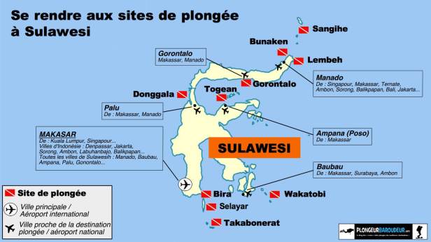 carte site de plongee sulawesih indonesie