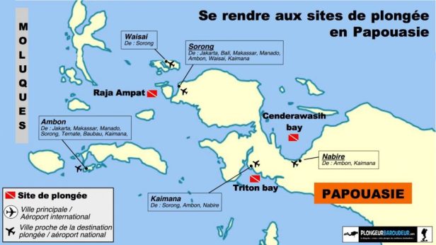 carte site de plongee papouasie indonesie
