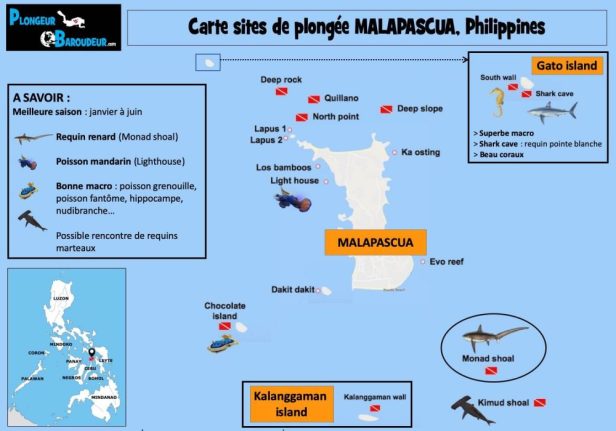 carte sites de plongee malapascua philippines
